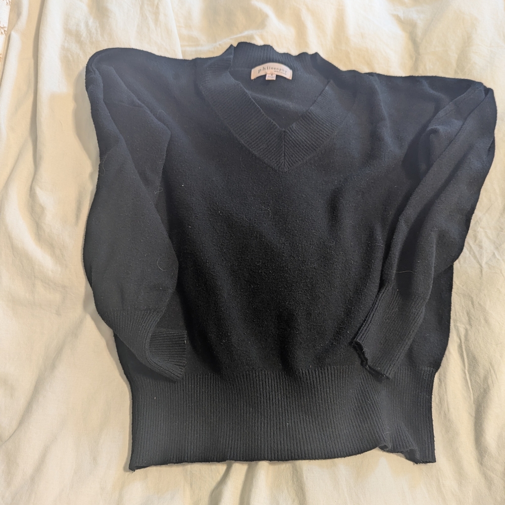 Philosophy Black V-Neck Sweater